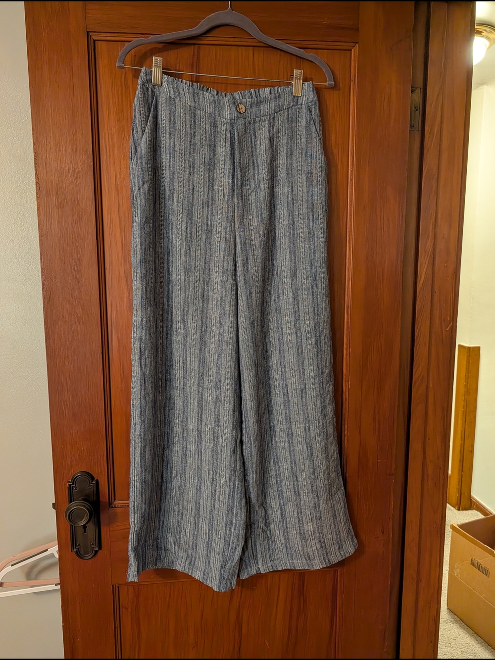 Coco + Carmen Blue Striped Wide-Leg Chinos